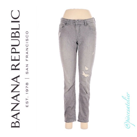Banana Republic Skinny Fit Distressed Jeans in Light Gray Wash, Women’s Size 25P - Picture 2 of 10